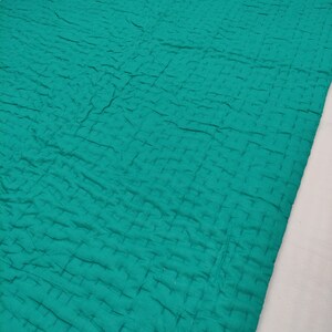 Reversible Kantha Quilt, Solid Teal Green Kantha Quilt, 100% Cotton Quilted Bedspread, Hand Stitched Kantha Quilt, Kantha Throw RAJ#107