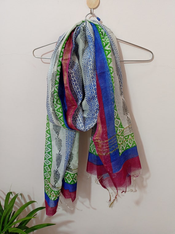 Beautiful Jaipuri Printed Cotton Dupatta, Aesthetic Scarf, Hand