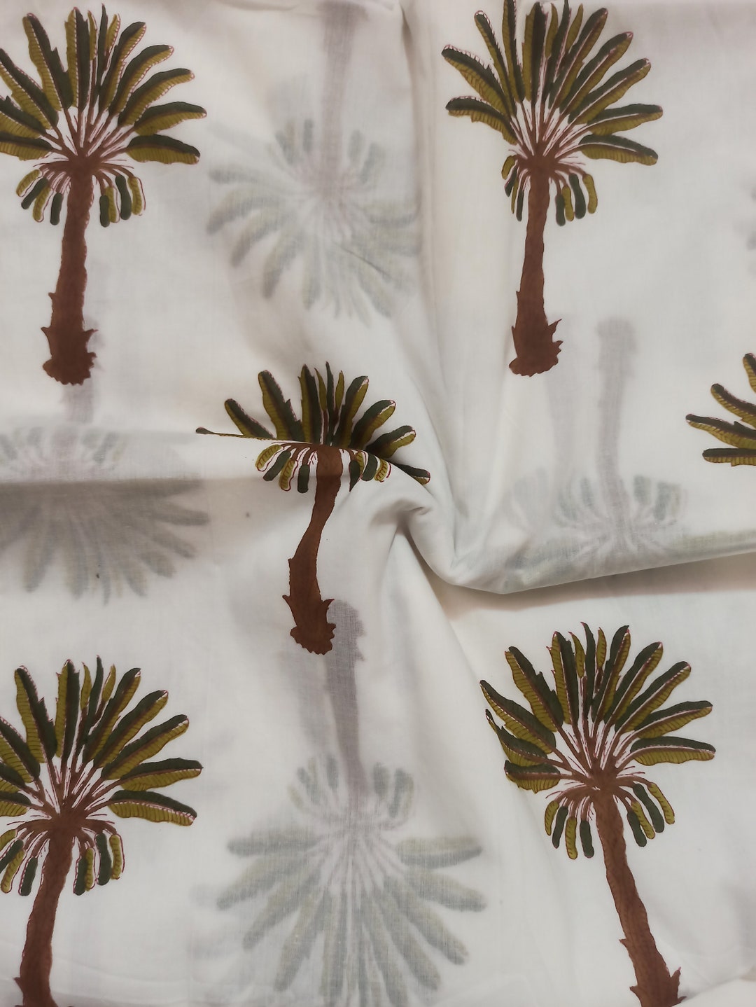 Palm Tree Block Print Fabric 100 Cotton Indian Fabric Hand Printed palm-tree-block-print-fabric-100-cotton-indian-fabric-hand-printed