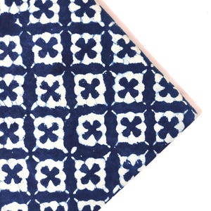 Indigo Fabric, Floral Print Fabric, Cotton Fabric, Hand Block Printed Fabric, Natural Fabric, Vegetable Dye Fabric, Sewing Fabric, RAJ#202