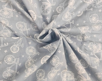 Nouveau tissu en coton imprimé bicyclette, impression dabu gris, impression indienne faite main au bloc, 100 % coton, tissu pour robe d'été, 1 à 10 yards RAJ # 274