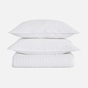 Custom Listing White Quilt With Black Thread Stitching and Black Fabric Trim, Solid White Quilt, Black Thread Quilt, Black Trim Quilt,