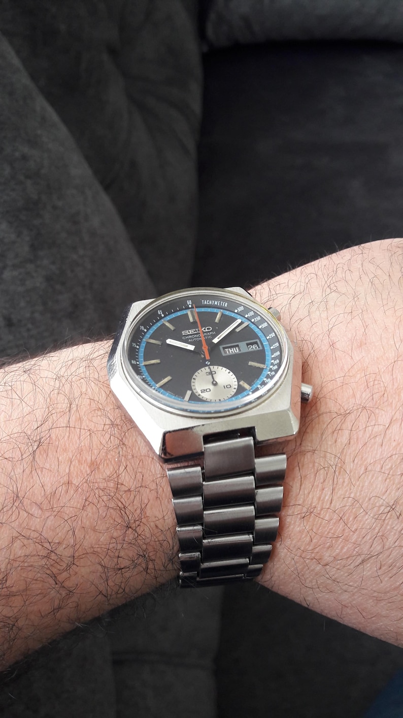 Vintage Seiko 6139-7080 hexagon automatic chronograph rare vintage original 1977 model watch image 6