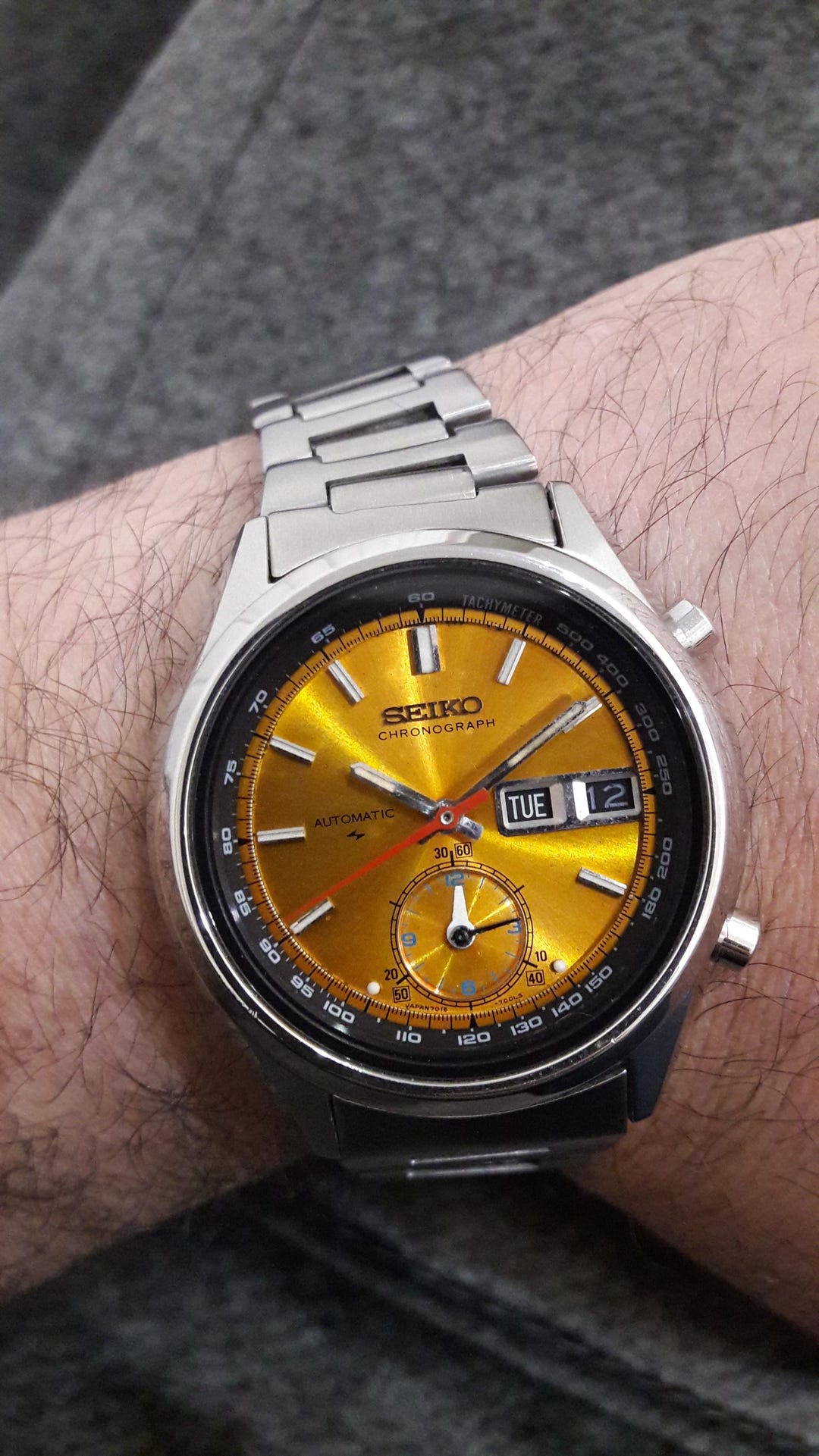 SEIKO ヴィンテージ リング ルビー サンプラチナ アールデコ 953 Seiko Automatic Chronograph and Flyback 7016-7000 Yellow