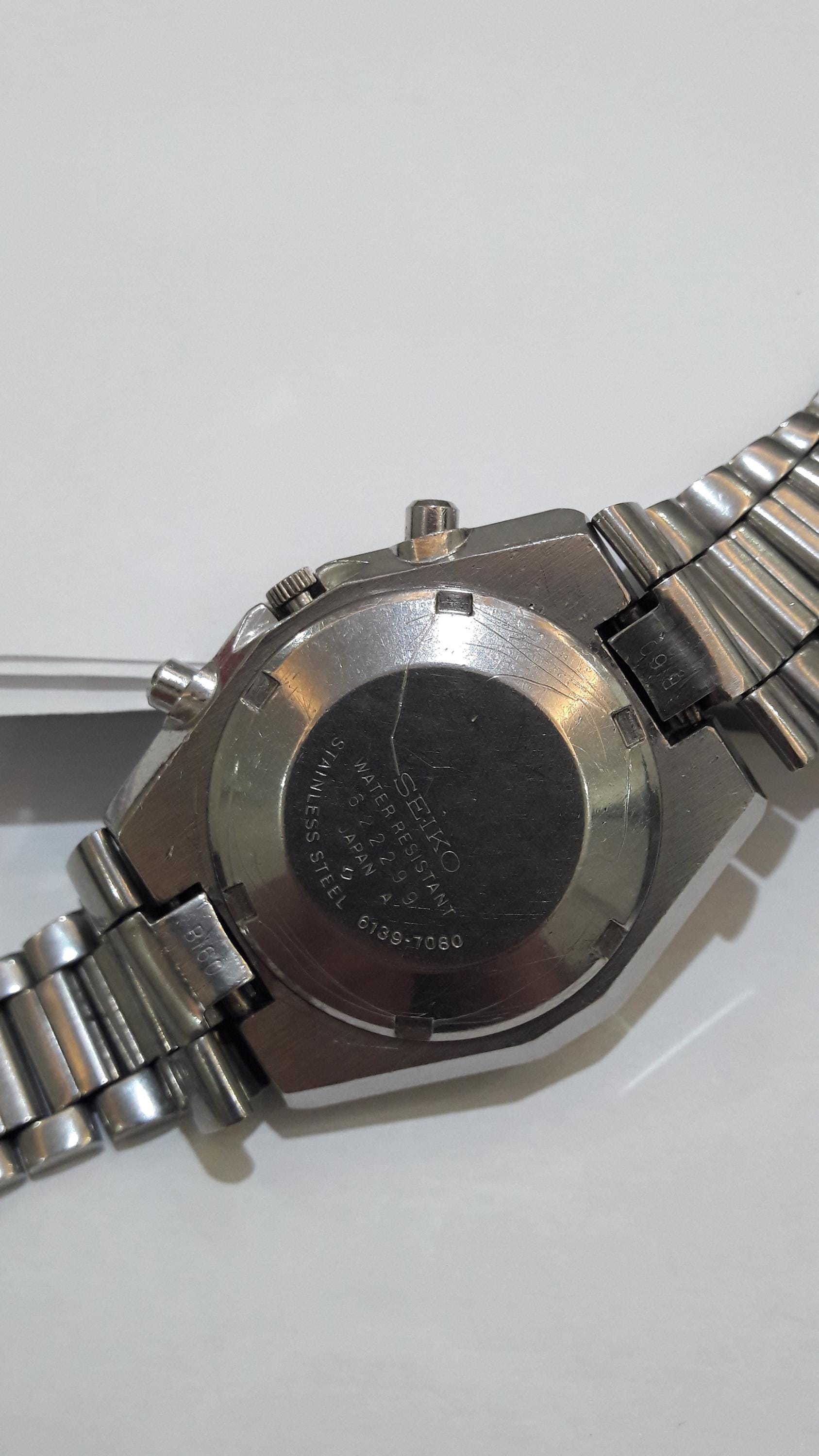 Vintage Seiko Hexagon 6139-7080 Automatic Chronograph Original