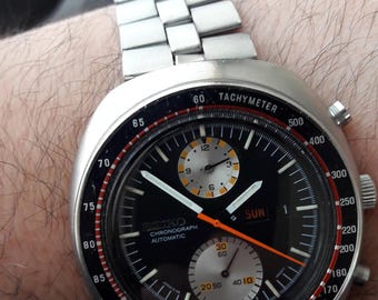 Seiko automatic chronograph 6138-0011 ufo Yatchman original 1974 model rare vintage Watch