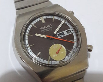 Seiko 6139-8020 automatic chronograph Brown dial original 1972 model rare vintage Watch