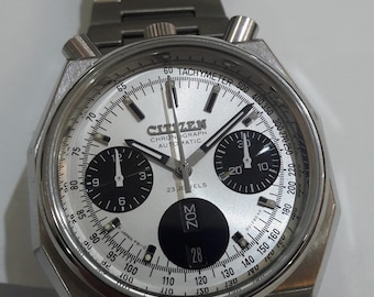Citizen Bullhead Octagonal Gold Tone Panda Dial Automatic
