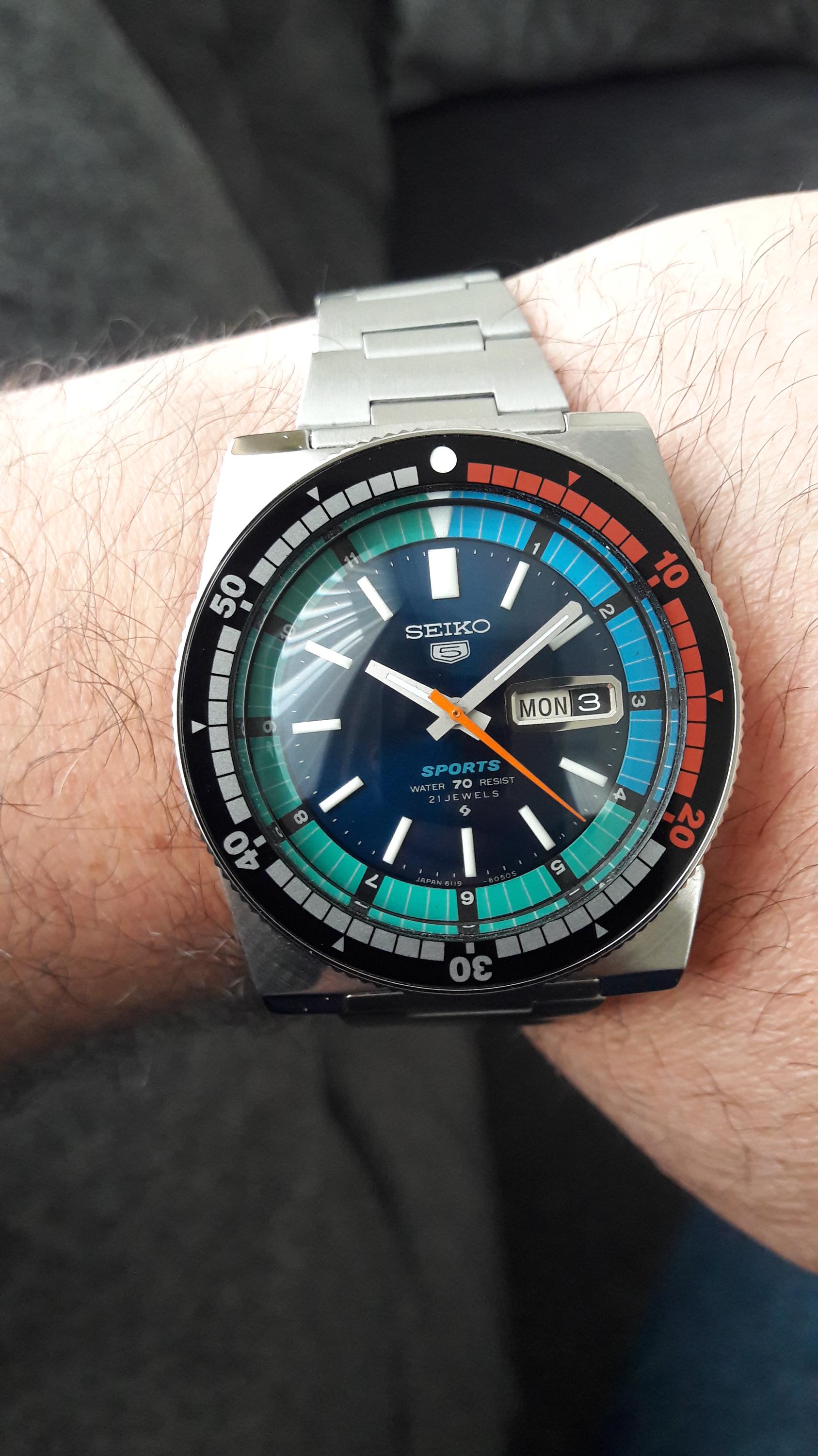 Seiko 5 Sports Automatic Regatta Diver Blue Dial 6119-6053 Rare