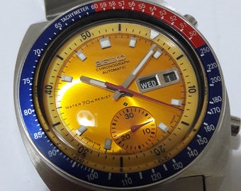 Cronografo automatico Seiko Pogue Pepsi con lunetta 6139-6002 raro orologio vintage