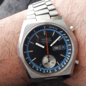 Vintage Seiko 6139-7080 hexagon automatic chronograph rare vintage original 1977 model watch image 5