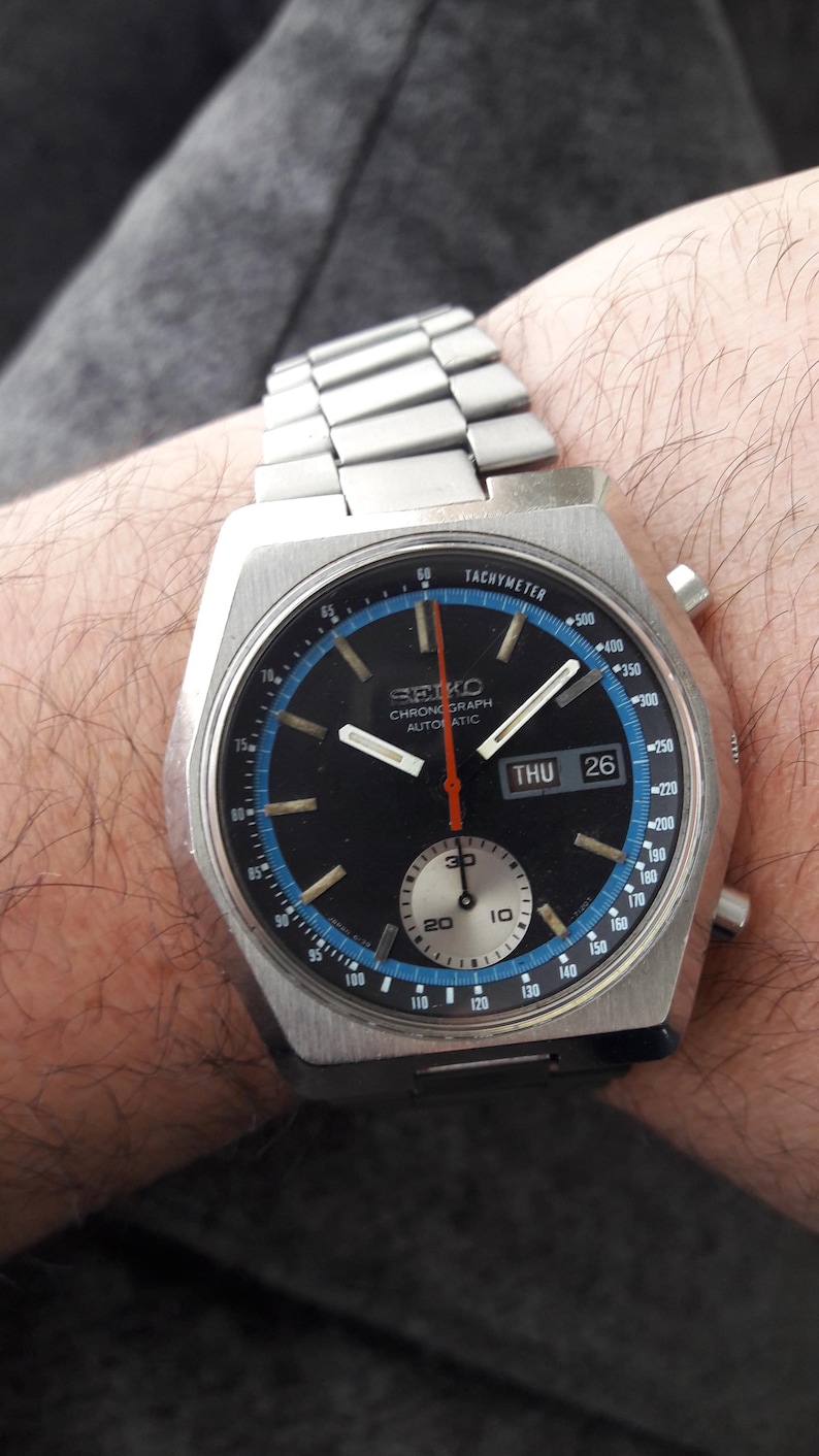 Vintage Seiko 6139-7080 hexagon automatic chronograph rare vintage original 1977 model watch image 5