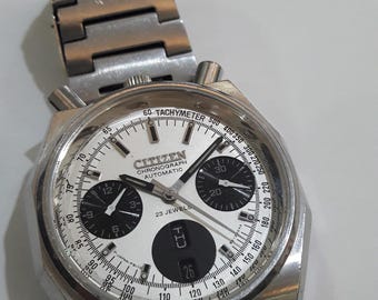 Citizen Bullhead Octagonal Panda Dial Automatic Chronograph and
