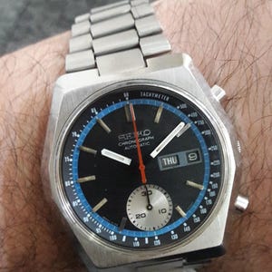 Vintage Seiko 6139-7080 hexagon automatic chronograph rare vintage original 1977 model watch image 1