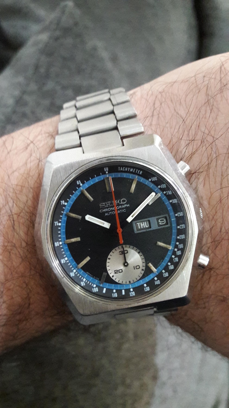 Vintage Seiko 6139-7080 hexagon automatic chronograph rare vintage original 1977 model watch image 1