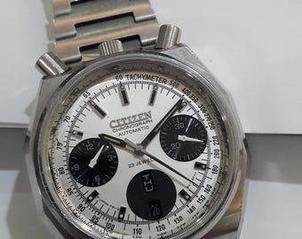 Citizen Bullhead Octagonal Panda Dial Automatic Chronograph and