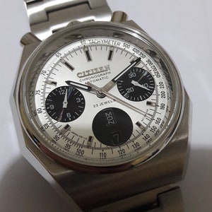 Citizen Bullhead Octagonal Panda Dial Automatic Chronograph and