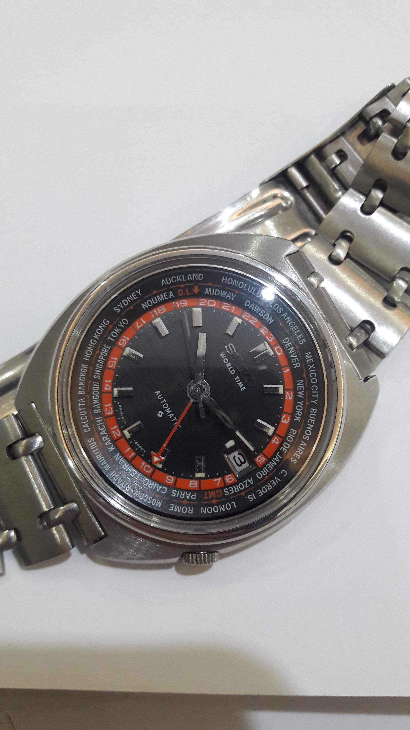 Seiko World Time 6117-6400 Automatic %100 Original Vintage Watch