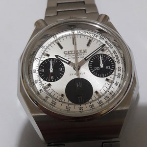 Citizen Bullhead Octagonal Panda Dial Automatic Chronograph and