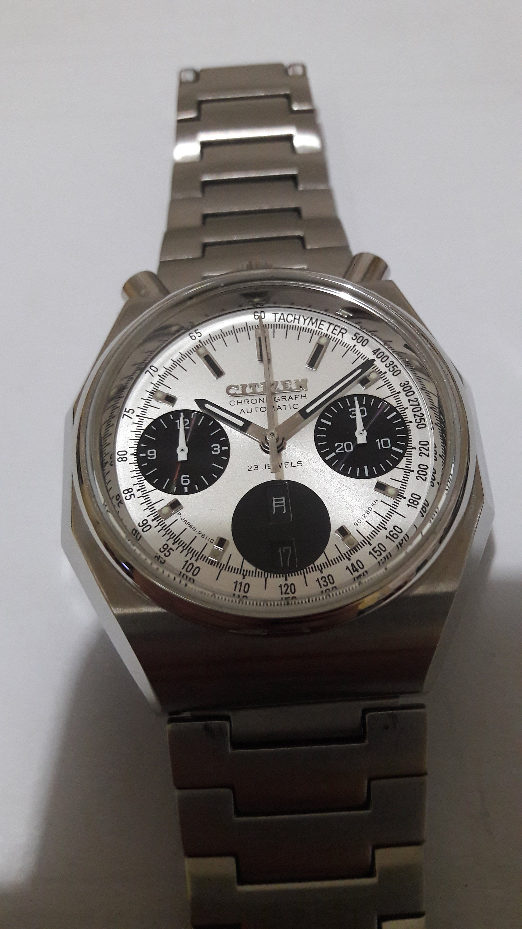 Citizen Bullhead Octagonal Panda Dial Automatic Chronograph and