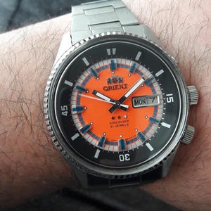 Orient king diver automatic orange dial rare vintage watch