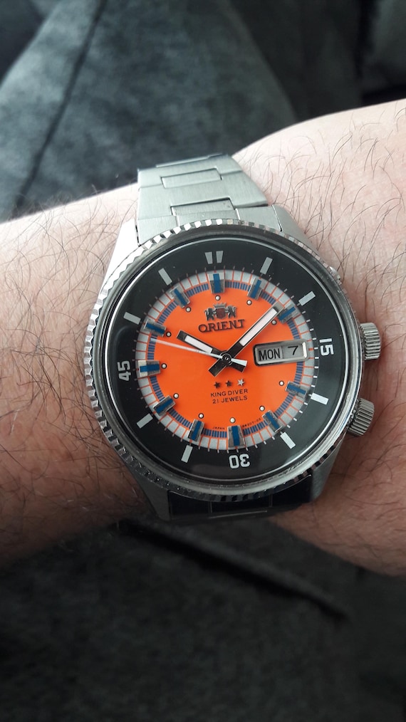 Vintage Orient King Diver Automatic Orange Dial Rare Vintage Watch