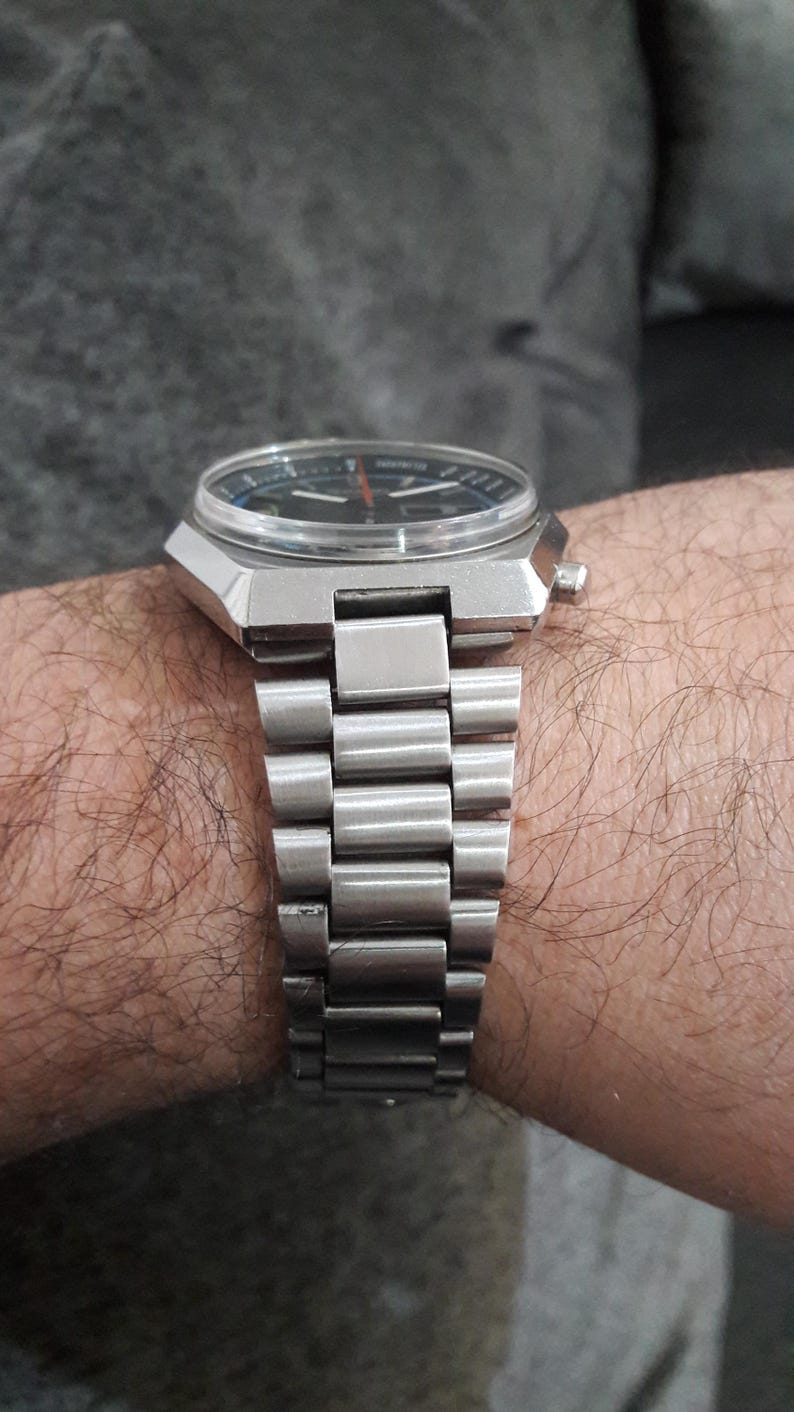 Vintage Seiko 6139-7080 hexagon automatic chronograph rare vintage original 1977 model watch image 7