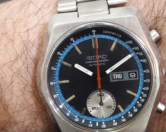 Vintage Seiko 6139-7080 Hexagon Automatic Chronograph Rare Vintage