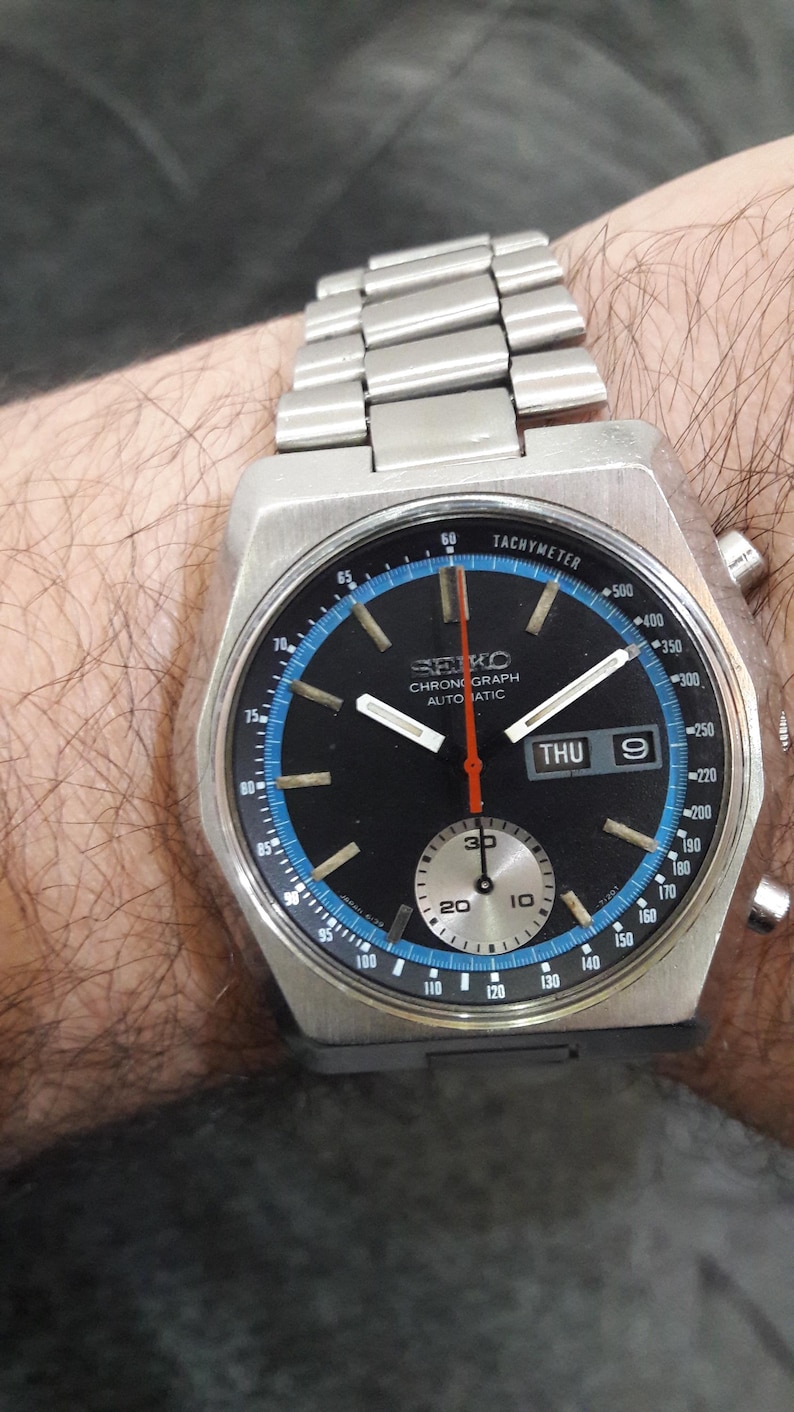Vintage Seiko 6139-7080 hexagon automatic chronograph rare vintage original 1977 model watch image 3