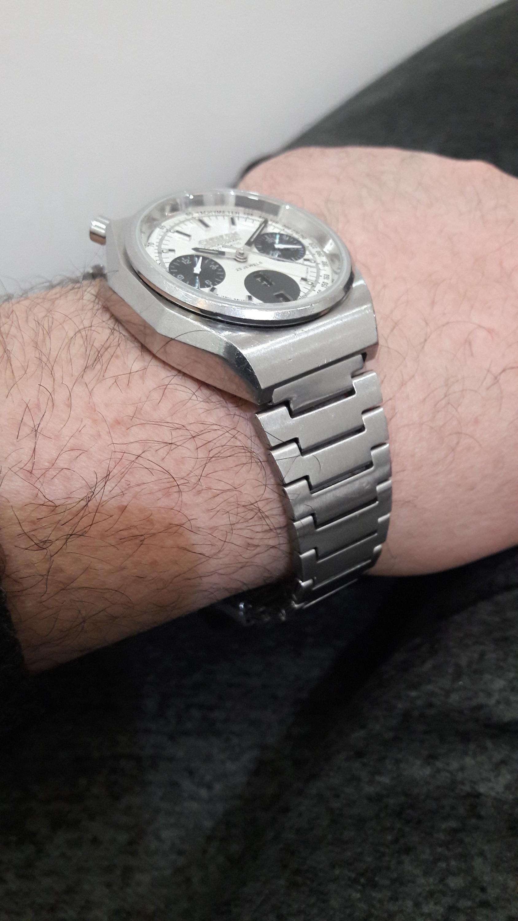 Citizen Bullhead Octagonal Panda Dial Automatic Chronograph and