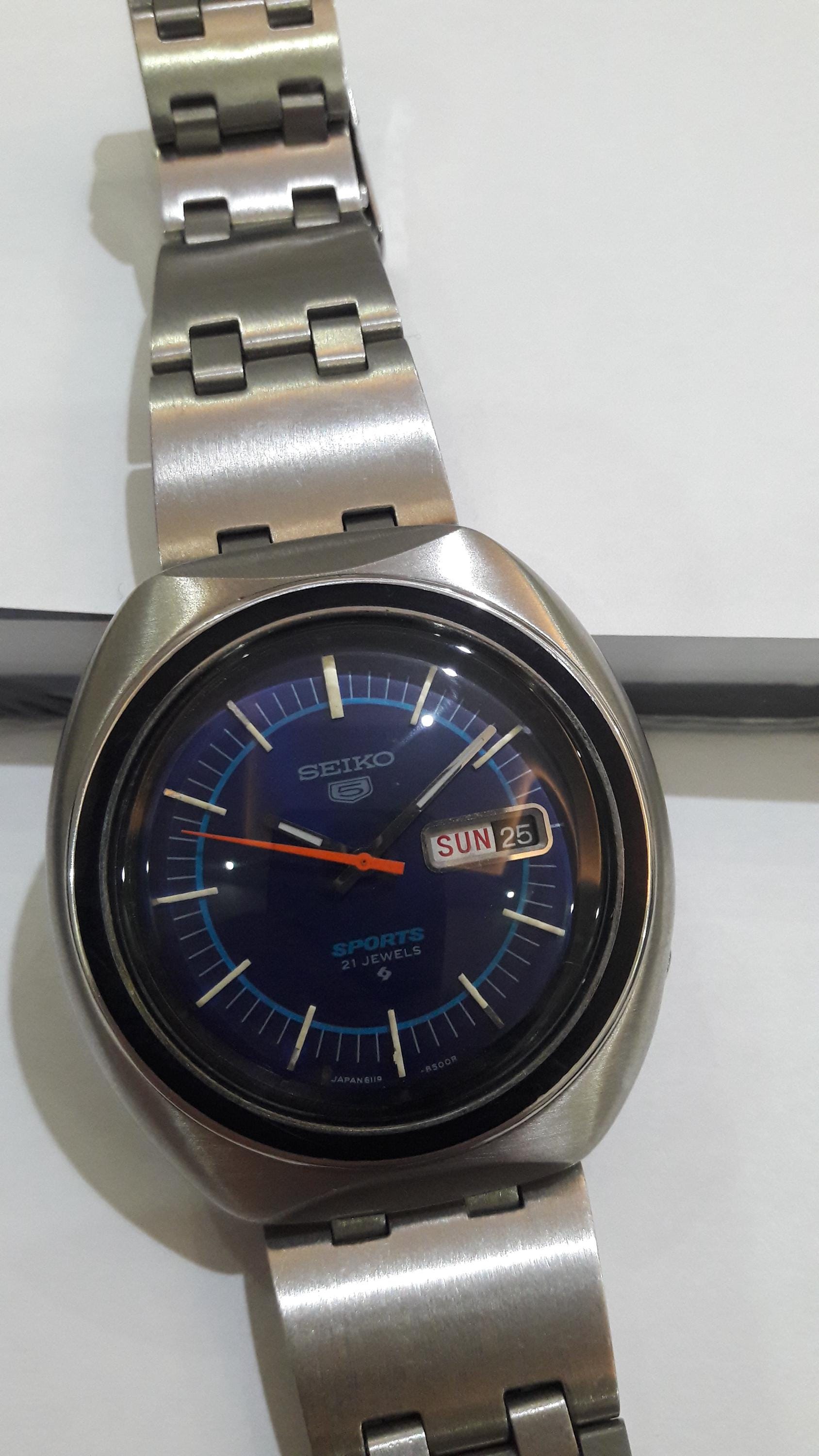 Seiko 5 Sports Automatic 6119-8450 Rally Blue Dial Original Rare