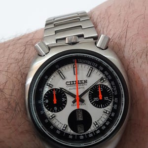 Vintage Citizen Bullhead Panda Dial Automatic Chronograph and