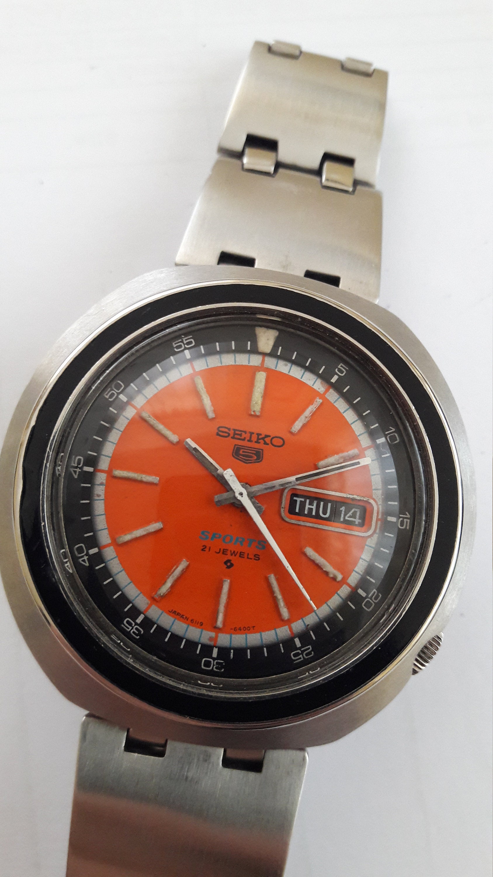 Seiko Automatic Sports Orange Dial Ufo 6119-6400 Rare 1975 - Etsy Finland