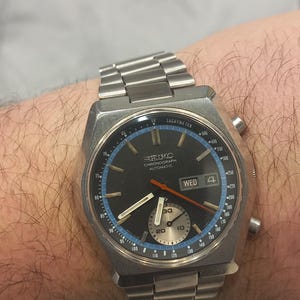 Seiko 6139-7080 hexagon automatic chronograph  rare vintage original 1977 model watch