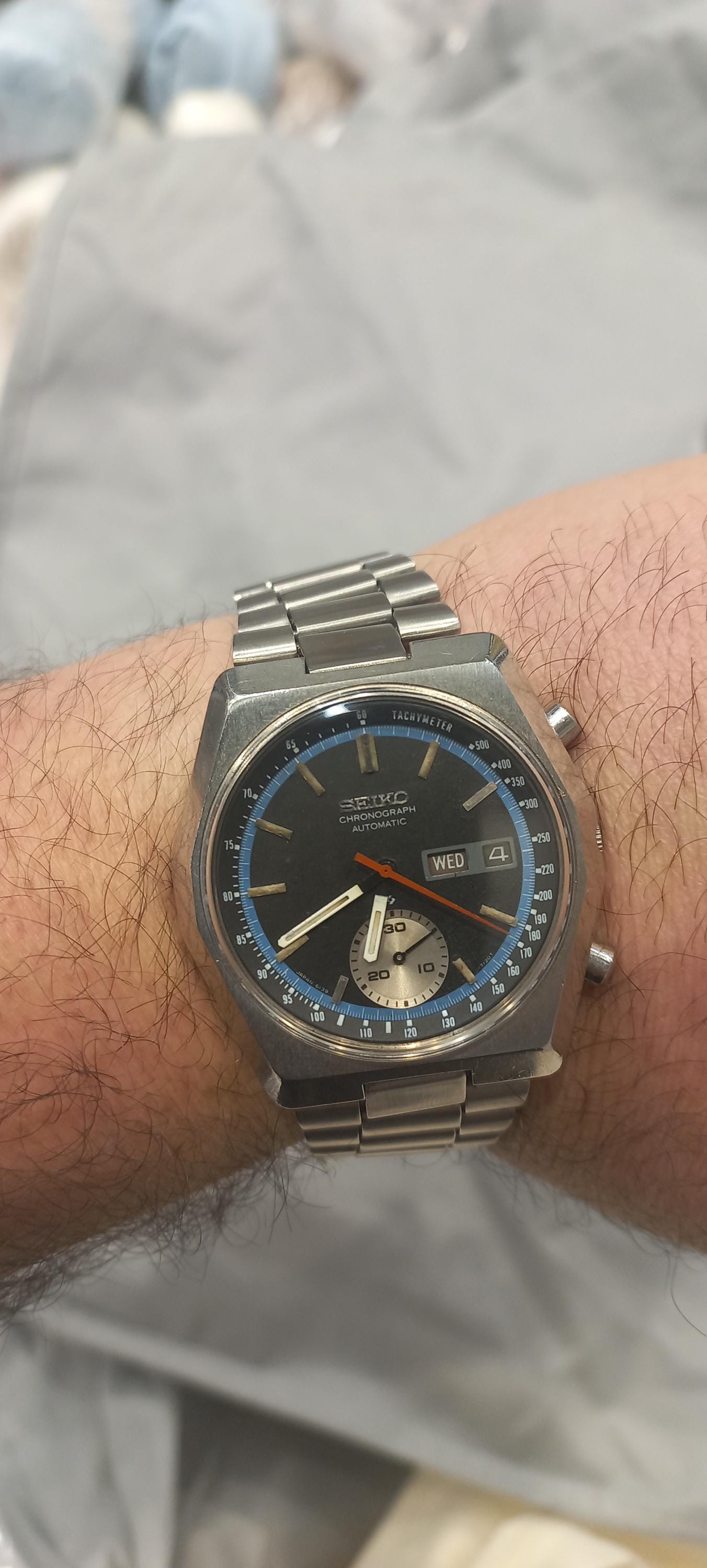 セイコー　クロノグラフ　ヘキサゴン　6139-7080 稼動品 ALL ORIGINAL SEIKO HEXAGON GRAY AUTOMATIC CHRONOGRAPH 6139