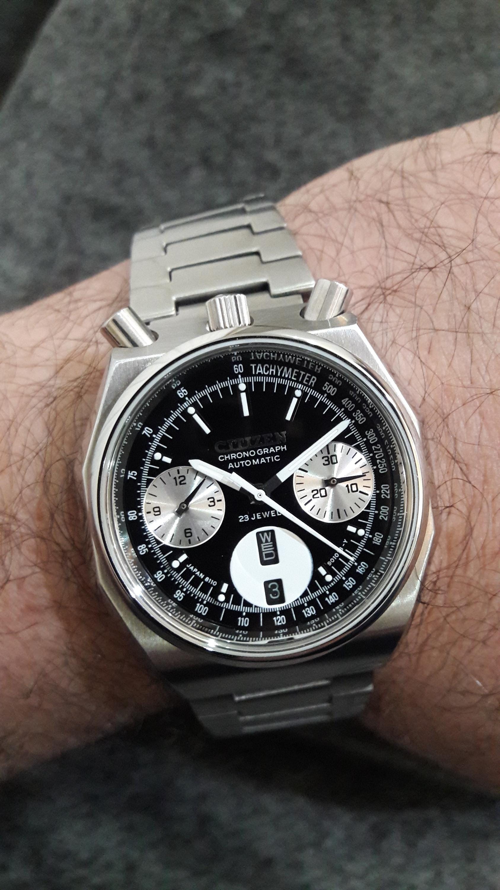 Vintage Citizen Bullhead Octagonal Panda Dial Automatic