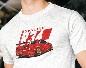 Skyline R34 GT-R JDM Short-Sleeve Unisex T-Shirt | Nissan Skyline R34 | Fast and Furious R34 Skyline | JDM Skyline R34 Gift