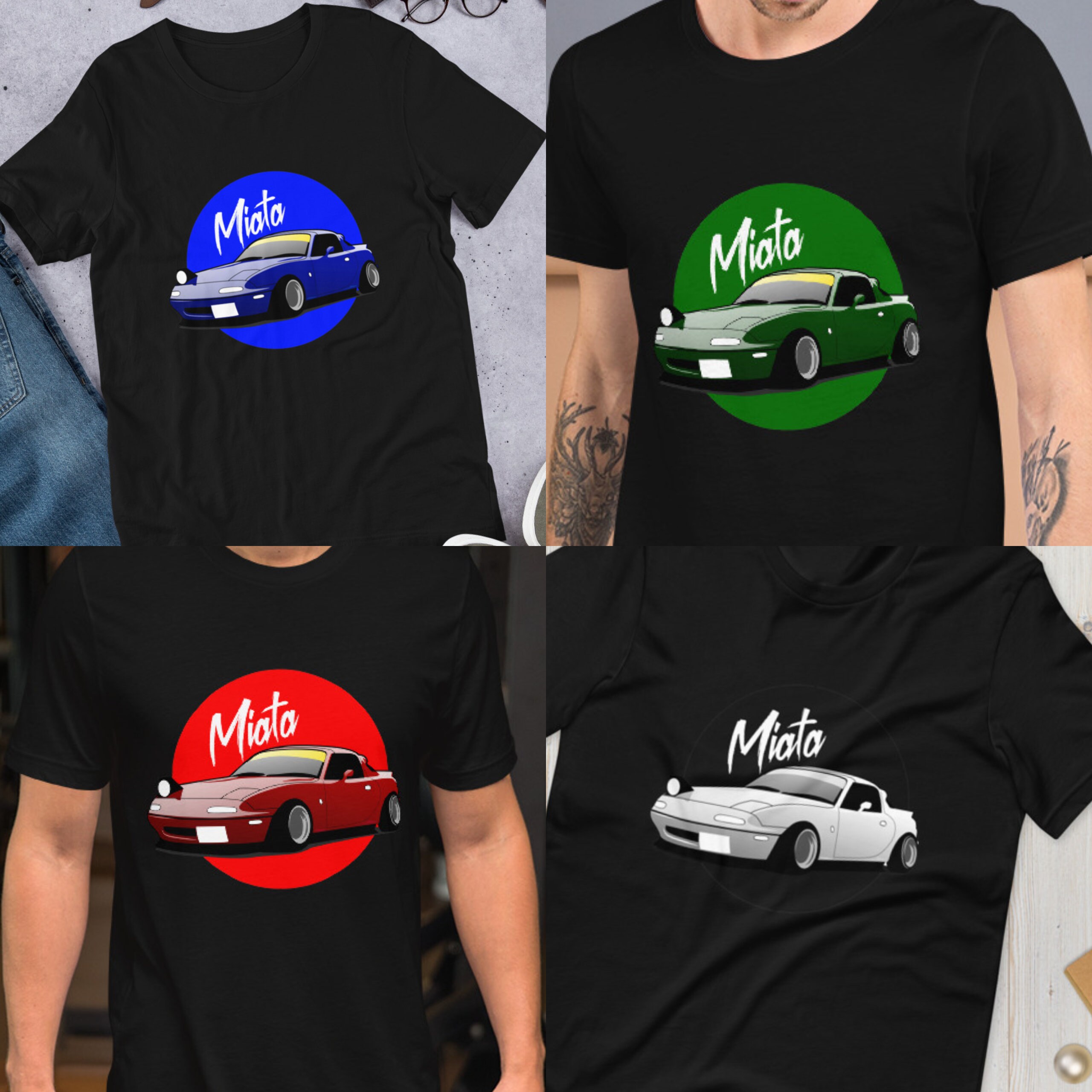 4people Maglietta Uomo Mazda MX-5 Nera Con Logo Rosso - 100% Cotone, 165 G/m², Taglie S-XXL
