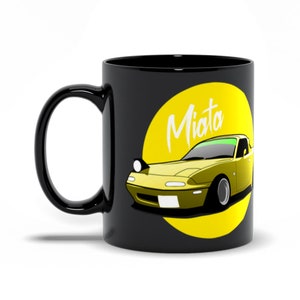 Mazda Miata Mx-5 Yellow Mx5 Na Mk1 Roadster Jdm Black Mug Gift For Him Coffee Mug Tea Cup
