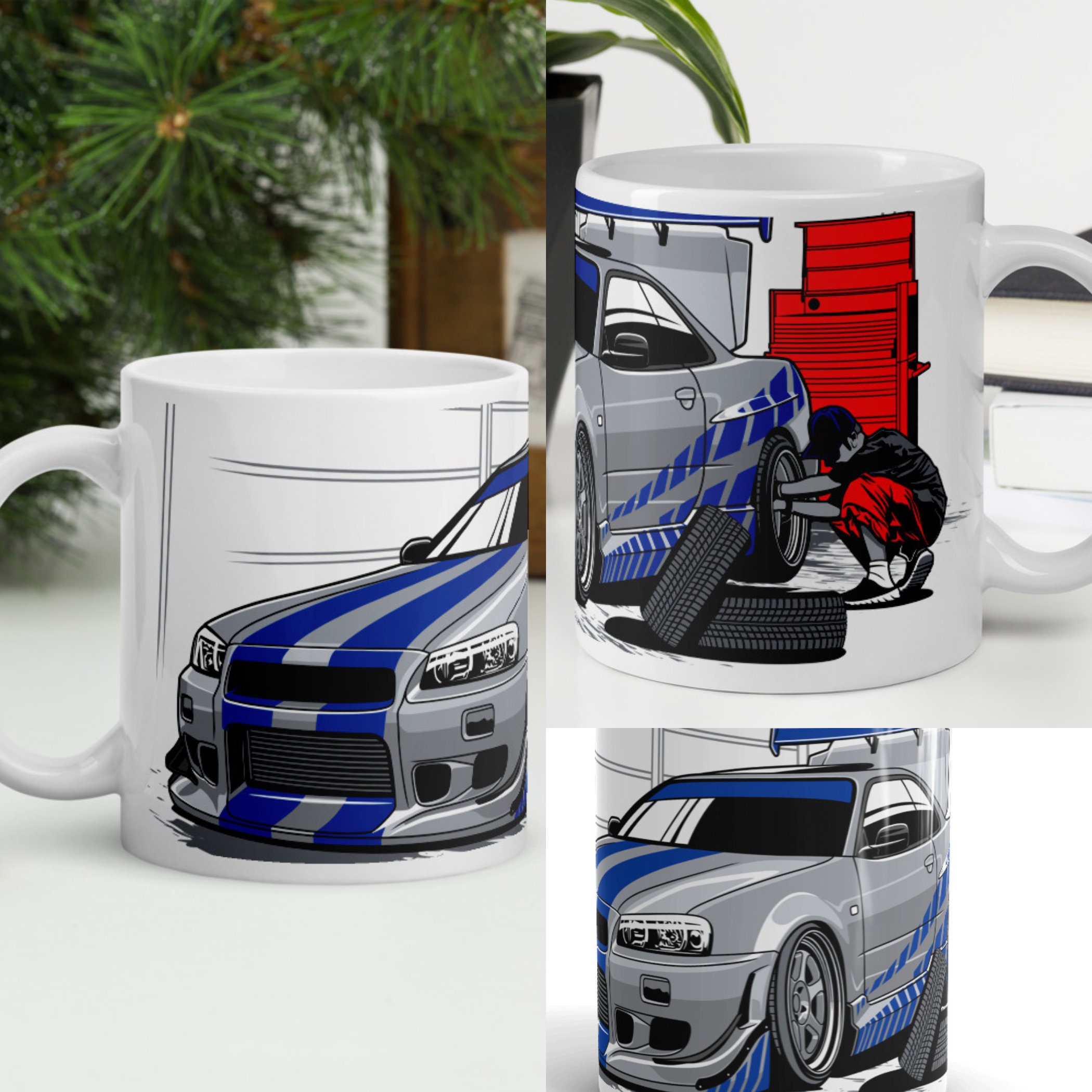 Jdm Rivals JDM RIVALS - Skyline R34 GT-R Vs Supra Mk4 2jz Jdm Mug Jdm Cup | Nissan ...