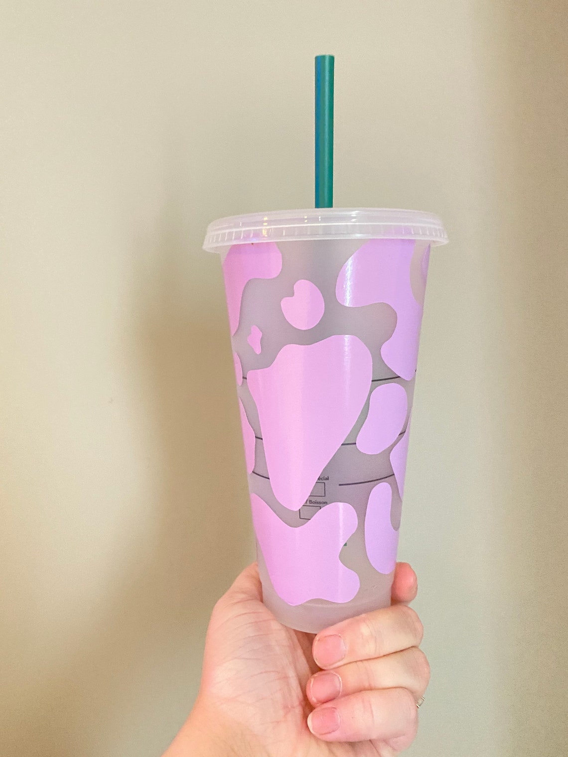 Lavender Cow Print Starbucks Cold Cup Tumbler 24 Oz Etsy