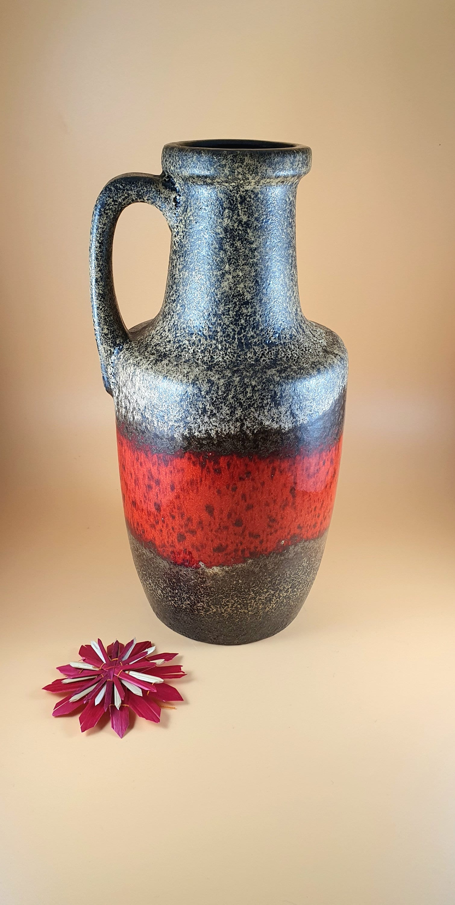 large 26cm Zig Zag Lora Pottery Fat Lava Vase by Scheurich