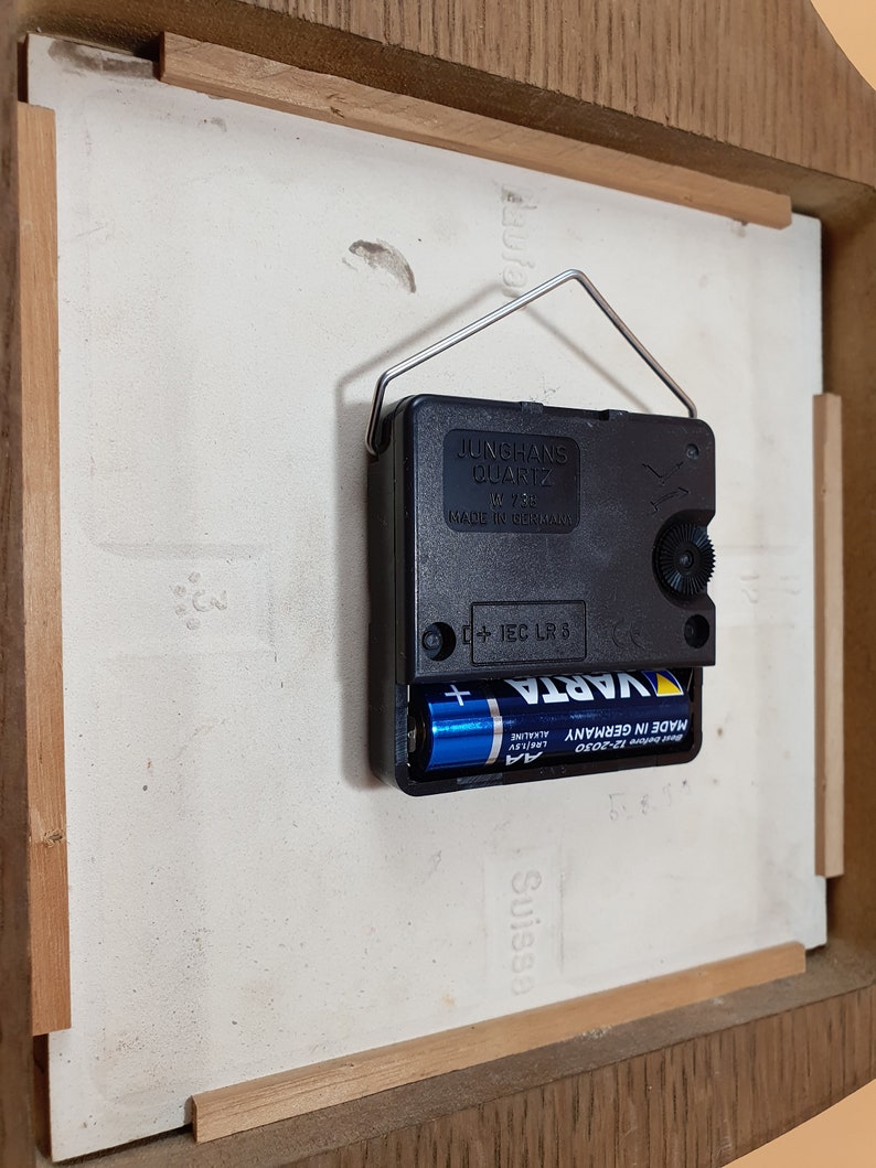 Wall Clock, 70s, Junghans, Ceramic Clock Brown Green With Solid Wood