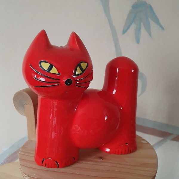 Wächtersbach Spardose Katze rot WPG Waechtersbach Keramik Keramikfigur Vintage