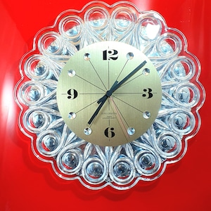 Junghans Crystal Quartz Midcentury Wall Clock, with mirror and rhinestones, design icon, Vintage