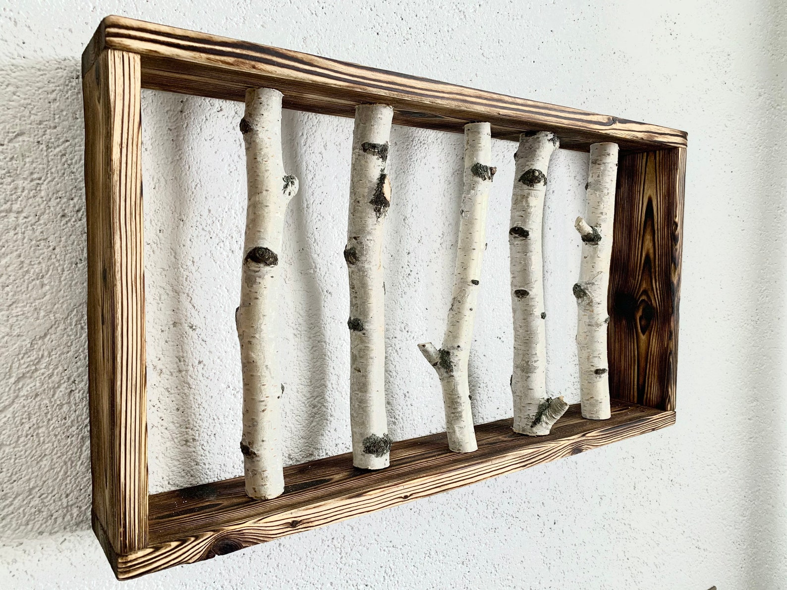 Birch wall hanging. Birch log. Birch wall display shelf. White | Etsy