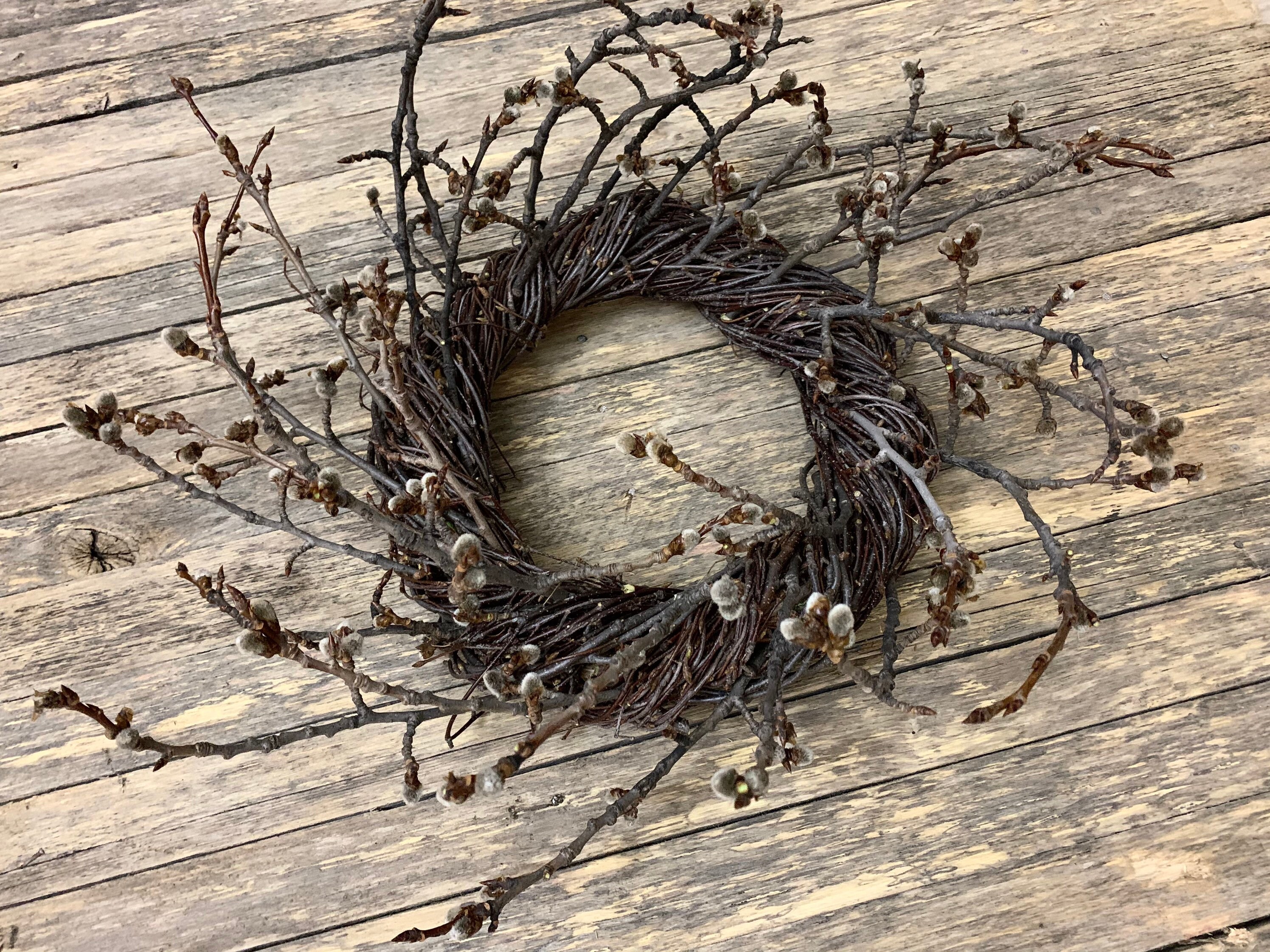 Twig wreath small. Wreath twig birch aspen. Natural spring Etsy