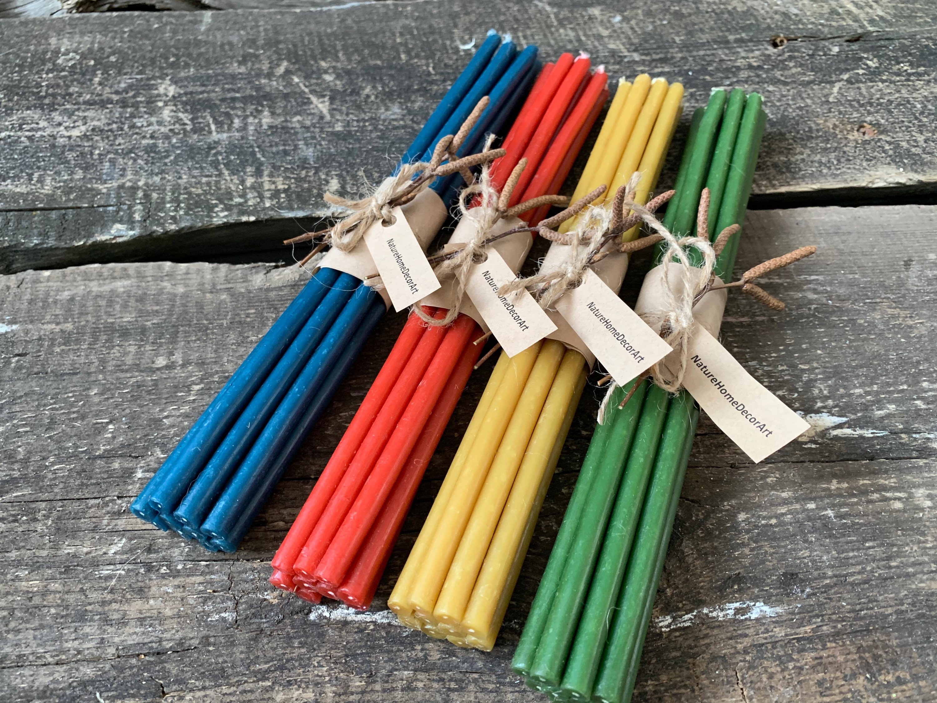 10 colored candles. Beeswax candle thin. Homade candles. Cozy Etsy