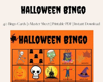 Halloween Party Games | Printable Halloween Game - Bingo | 40 Different Bingo Sheets & Master Sheet | Instant PDF Download