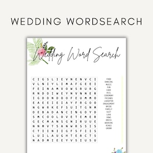 Ricerca di parole di matrimonio stampabile/divertente gioco di nozze/download istantaneo